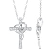thumbnail image 1 of Rosec Jewels Lab Grown Diamond Cross Necklace with Heart (EF-VS Quality Diamond, Chain Included) - Ready to Gift for Christmas, 10K White Gold, 1 of 8