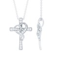 thumbnail image 1 of Rosec Jewels Lab Grown Diamond Cross Necklace with Heart (EF-VS Quality Diamond, Chain Included) - Ready to Gift for Christmas, 14K White Gold, 1 of 8
