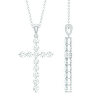 Rosec Jewels Lab Grown Diamond Cross Necklace with Chain (EF-VS Grade) - Real Cross Faith Necklace - Ready to Gift for Christmas, 925 Sterling Silver