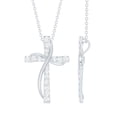 thumbnail image 1 of Rosec Jewels Lab Grown Diamond Cross Pendant for Women (Ef-Vs Quality) - Double Cross Necklace for Christmas - Ready to Gift, 925 Sterling Silver, 1 of 8