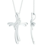 Rosec Jewels Lab Grown Diamond Cross Pendant for Women (Ef-Vs Grade) - Wavy Cross Necklace with Chain - Ready to Gift for Christmas, 925 Sterling Silver