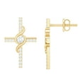 thumbnail image 1 of Rosec Jewels Lab Grown Diamond Cross Stud Earrings for Women - EF-VS Grade - Ready to Gift for Christmas, 10K Yellow Gold, 1 of 9