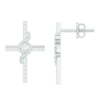 Rosec Jewels Lab Grown Diamond Cross Stud Earrings for Women - EF-VS Grade - Ready to Gift for Christmas, 925 Sterling Silver