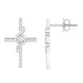 thumbnail image 1 of Rosec Jewels Lab Grown Diamond Cross Stud Earrings for Women - EF-VS Grade - Ready to Gift for Christmas, 925 Sterling Silver, 1 of 6