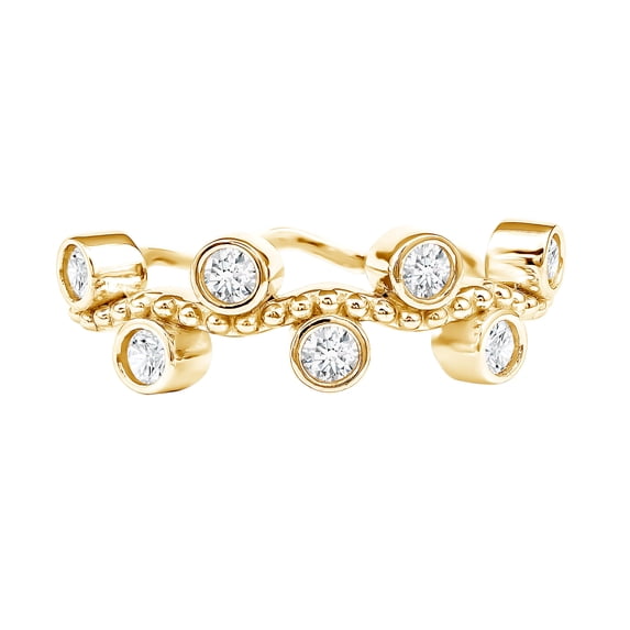 Rosec Jewels Lab Grown Diamond Curved Band Ring for Women - EF-VS Quality Certified - Ready to Gift with Jewelry Box, 18K Yellow Gold, US 8.50