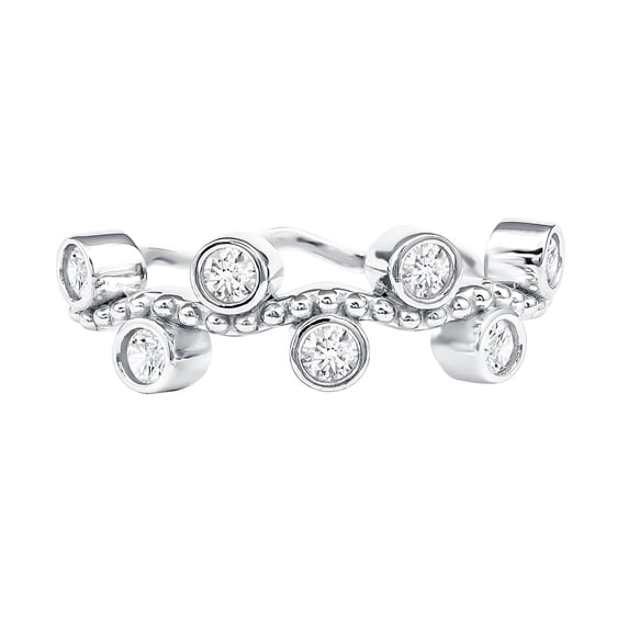 Rosec Jewels Lab Grown Diamond Curved Band Ring for Women - EF-VS Quality Certified - Ready to Gift with Jewelry Box, 925 Sterling Silver, US 4.00
