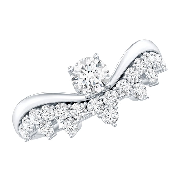 Rosec Jewels Lab Grown Diamond Designer Engagement Ring - EF-VS Quality Certified, 18K White Gold, US 3.50