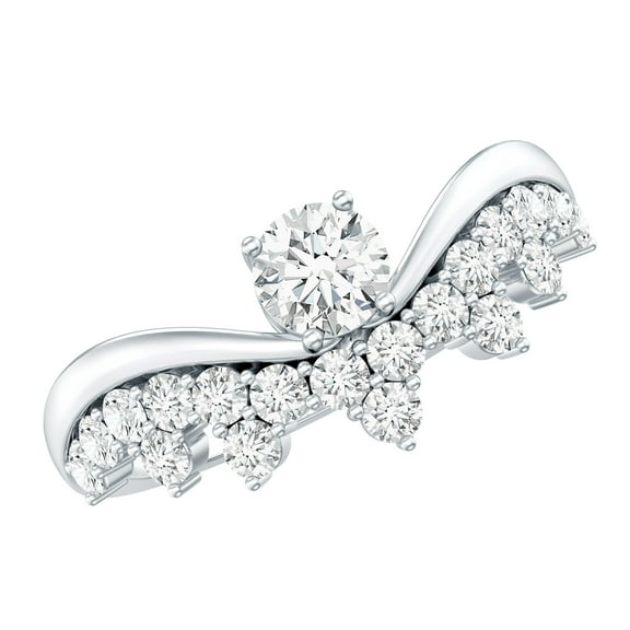 Rosec Jewels Lab Grown Diamond Designer Engagement Ring - EF-VS Quality Certified, 925 Sterling Silver, US 4.00