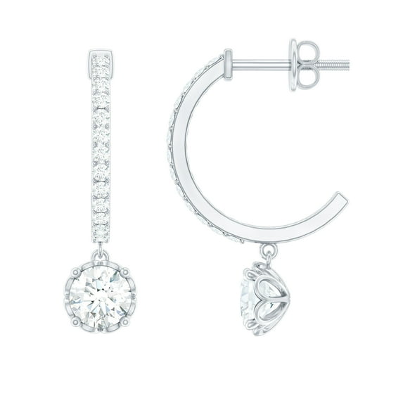 Rosec Jewels Lab Grown Diamond Drop Earrings with Hoop (EF-VS Quality Certified) - Ready to Gift for Mothers Day, 14K White Gold