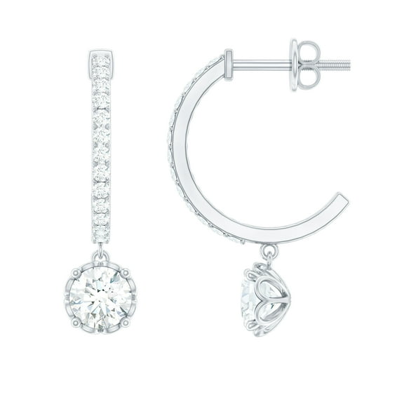 Rosec Jewels Lab Grown Diamond Drop Earrings with Hoop (EF-VS Quality Certified) - Ready to Gift for Mothers Day, 925 Sterling Silver