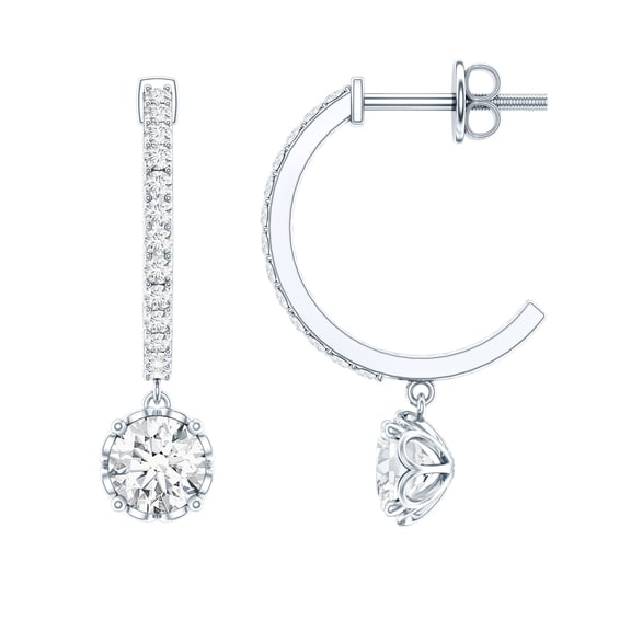 Rosec Jewels Lab Grown Diamond Drop Earrings with Hoop (EF-VS Quality Certified) - Ready to Gift for Mothers Day, 925 Sterling Silver