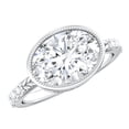 thumbnail image 1 of Rosec Jewels Lab Grown Diamond East West Engagement Ring 3 Carat - IGI Certified Oval Diamond Ring for Women - E-VS1 Quality, 14K White Gold, US 12.50, 1 of 8