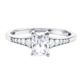 thumbnail image 1 of Rosec Jewels Lab Grown Diamond Emerald Cut Engagement Ring with Side Stones - 1 Carat Ring - 7X5 mm - EF-VS Quality Certified, 925 Sterling Silver, US 10.00, 1 of 8