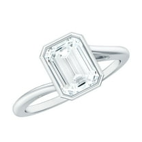 Rosec Jewels - Lab Grown Diamond Engagement Ring 2 Carat - 6X8 mm Emerald Cut Ring - EF-VS Quality, 925 Sterling Silver, US 4.00
