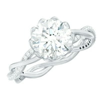 Rosec Jewels Lab Grown Diamond Engagement Ring 2 Carat - 8 mm Circle Ring - Designer Ring - Ef-Vs Quality, 925 Sterling Silver, US 4.00