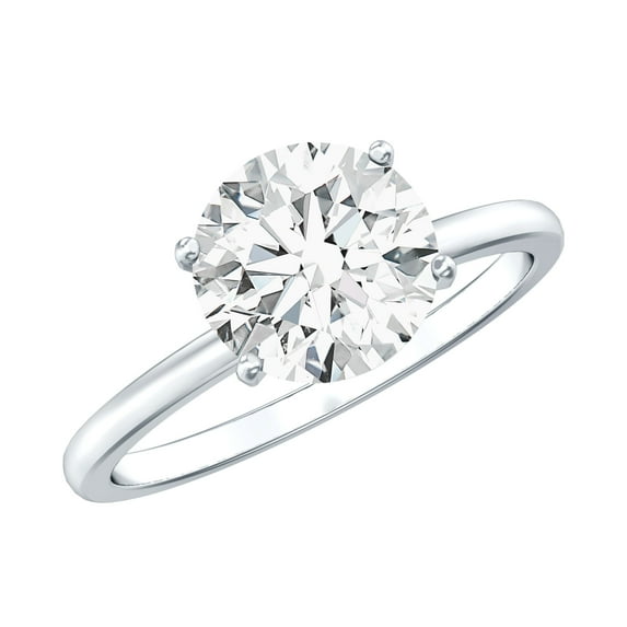 Rosec Jewels - Lab Grown Diamond Engagement Ring 2 Carat - 8 mm - Solitaire Ring - EF-VS Quality, 18K White Gold, US 3.00