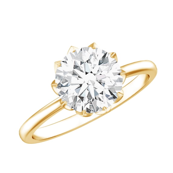 Rosec Jewels Lab Grown Diamond Engagement Ring 2 Carat - IGI Certified (E-VS1 Quality) - Gift for Special Occasions, 14K Yellow Gold, US 6.00