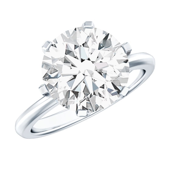 Rosec Jewels Lab Grown Diamond Engagement Ring 4 Carat - IGI Certified - Round Diamond Solitaire Ring - E-VS1 Quality, 10K White Gold, US 4.00