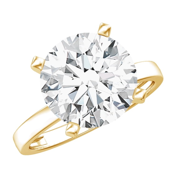 Rosec Jewels Lab Grown Diamond Engagement Ring 4 Carat - IGI Certified - E-VS1 Quality - Big Diamond Solitaire Ring for Women, 10K Yellow Gold, US 6.00