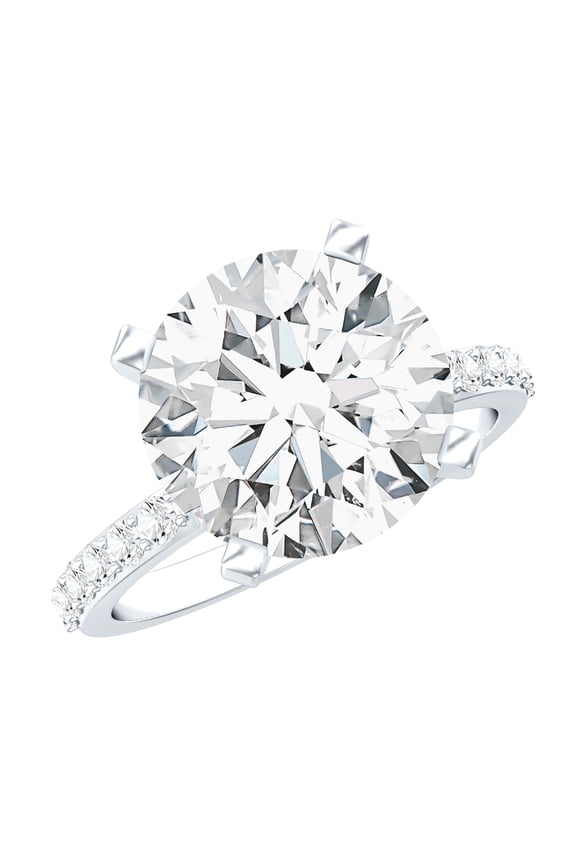 Lab Grown Diamond Engagement Ring (5 Carat, 11mm Round, E-VS1 Quality) - IGI Certified - Big Diamond Solitaire Ring, 10K White Gold, US 10.00