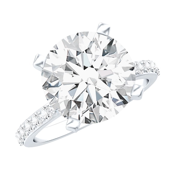 Rosec Jewels Lab Grown Diamond Engagement Ring (5 Carat, E-VS1 Quality) - IGI Certified - Big Diamond Solitaire Ring, 925 Sterling Silver, US 4.00