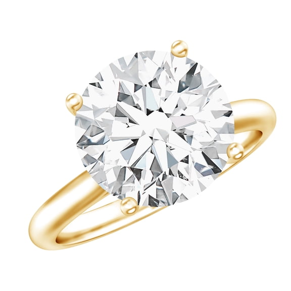 Rosec Jewels Lab Grown Diamond Engagement Ring 5 Carat - IGI Certified - E-VS1 Grade - Big Diamond Solitaire Ring for Women, 14K Yellow Gold, US 7.00