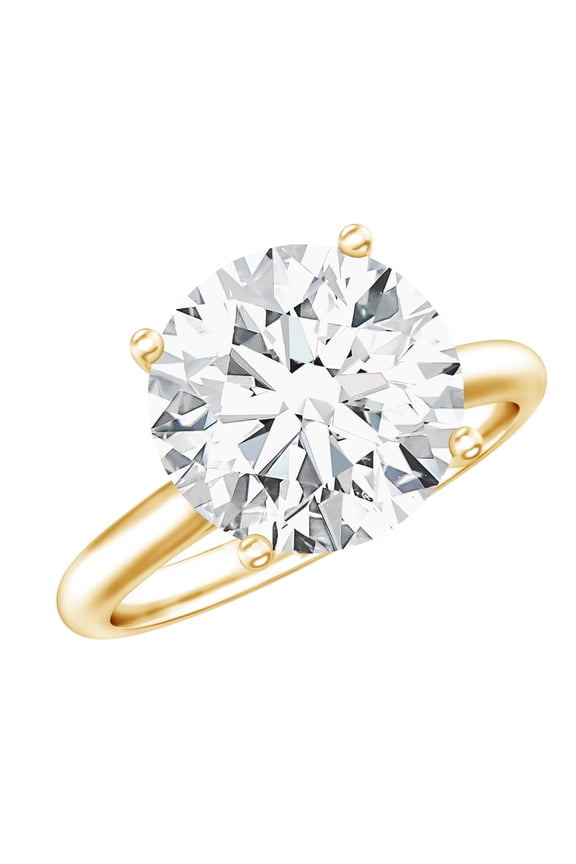 Lab Grown Diamond Engagement Ring 5 Carat - IGI Certified - E-VS1 Grade - Big Diamond Solitaire Ring for Women, 18K Yellow Gold, US 6.00