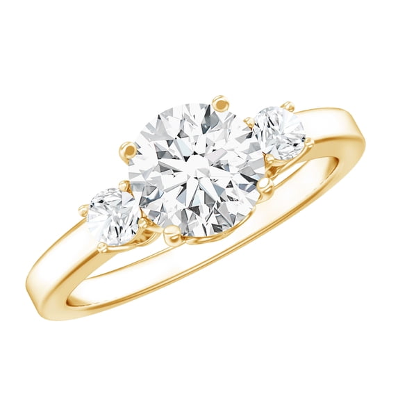 Rosec Jewels - Lab Grown Diamond Engagement Ring - 7 mm Circle Diamond Ring - Ef-Vs Quality, 18K Yellow Gold, US 7.50