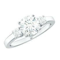 Rosec Jewels - Lab Grown Diamond Engagement Ring - 7 mm Circle Diamond Ring - Ef-Vs Quality, 925 Sterling Silver, US 4.00
