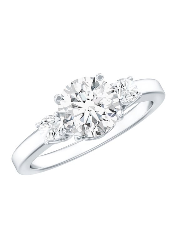 - Lab Grown Diamond Engagement Ring - 1 Carat Circle Diamond Ring - Ef-Vs Quality, 925 Sterling Silver, US 7.00