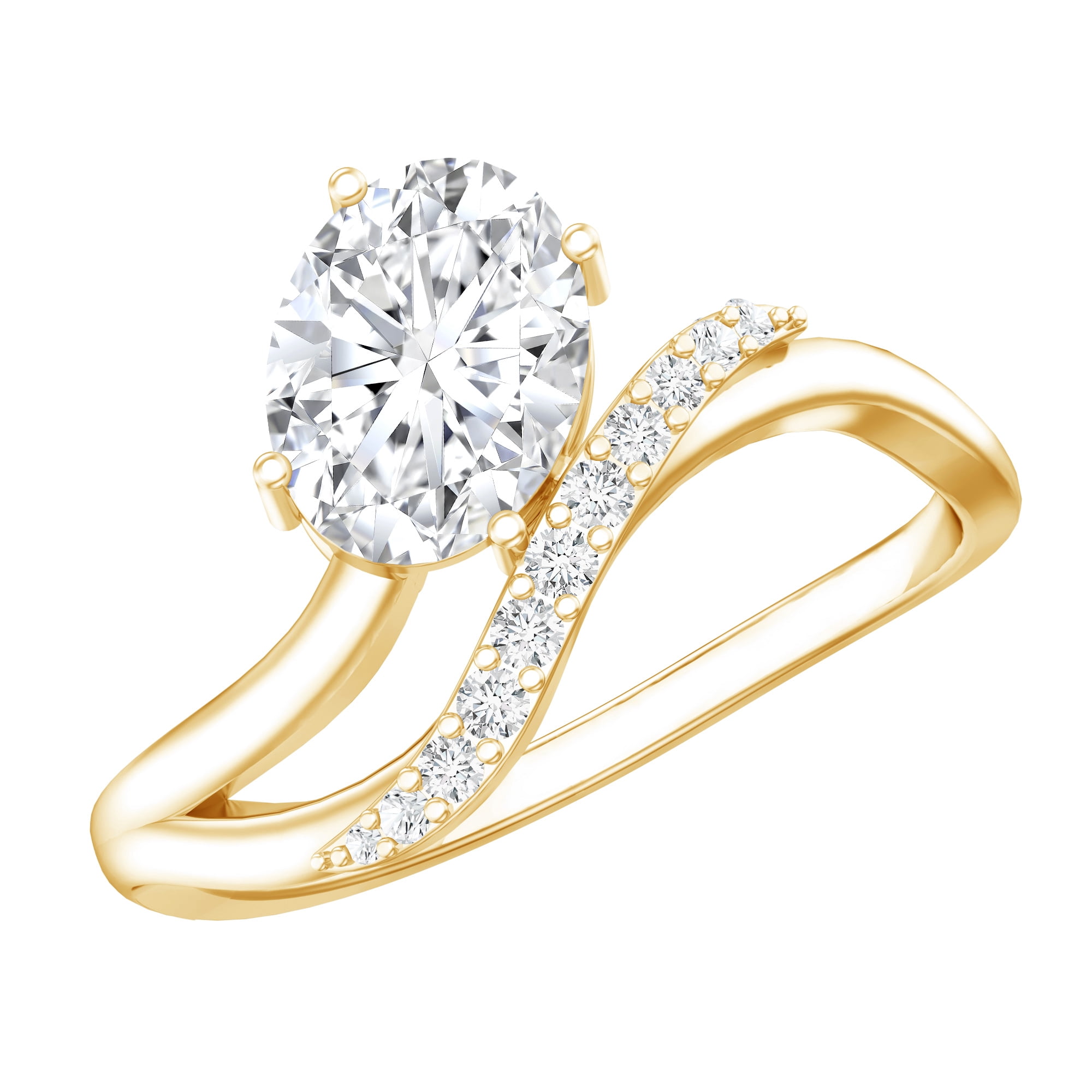 Rosec Jewels Lab Grown Diamond Engagement Ring Curved - East West Oval ...