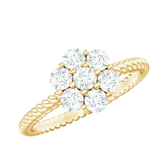 Rosec Jewels Lab Grown Diamond Engagement Ring - Flower Cluster Ring (EF-VS Quality) Ready to Gift, 14K Yellow Gold, US 3.00