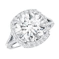 thumbnail image 1 of Rosec Jewels Lab Grown Diamond Engagement Ring with Halo - IGI Certified (4 Carat, E-VS1 Grade) - Split Shank Ring for Women, 18K White Gold, US 7.00, 1 of 8