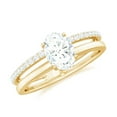 thumbnail image 1 of Rosec Jewels Lab Grown Diamond Engagement Ring Oval (5x7 mm, Ef-VS Quality) - Double Band Ring for Women, 18K Yellow Gold, US 5.00, 1 of 8