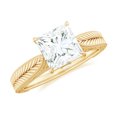 thumbnail image 1 of Rosec Jewels Lab Grown Diamond Engagement Ring Princess Cut - Vintage Style Ring (1 Ct, 6 mm, EF-VS Quality), 18K Yellow Gold, US 5.00, 1 of 9