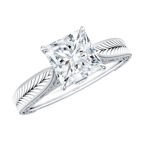 Rosec Jewels Lab Grown Diamond Engagement Ring Princess Cut - Vintage Style Ring (1 Ct, 6 mm, EF-VS Quality), 925 Sterling Silver, US 4.00