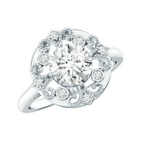 Rosec Jewels Lab Grown Diamond Engagement Ring Round (EF-VS Quality) - Antique Diamond Ring for Women, 925 Sterling Silver, US 4.00