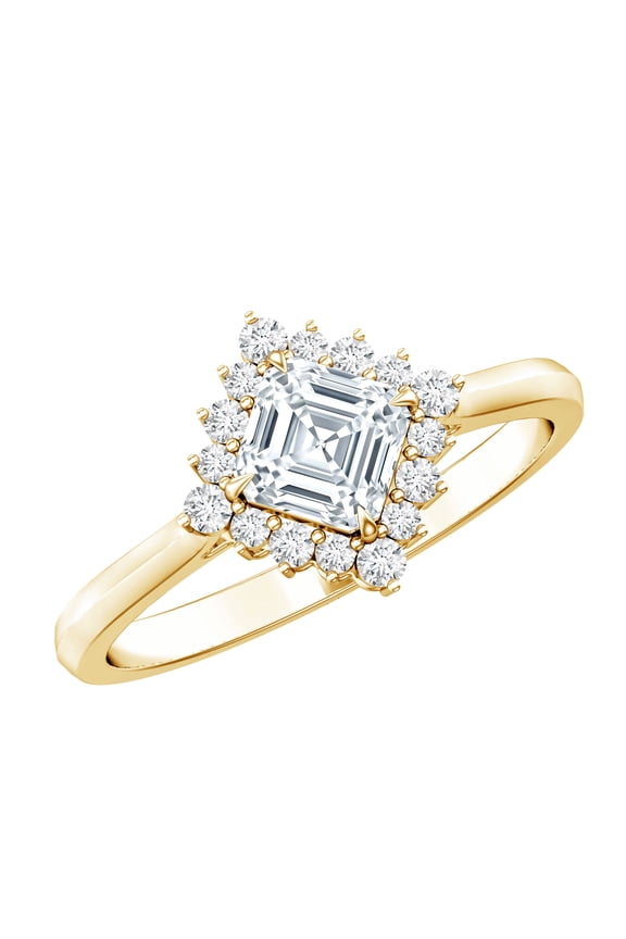 Lab Grown Diamond Engagement Ring for Women - 0.7 Ct - Asscher Cut Diamond Ring - EF-VS Grade - with Jewelry Box, 14K Yellow Gold, US 7.00