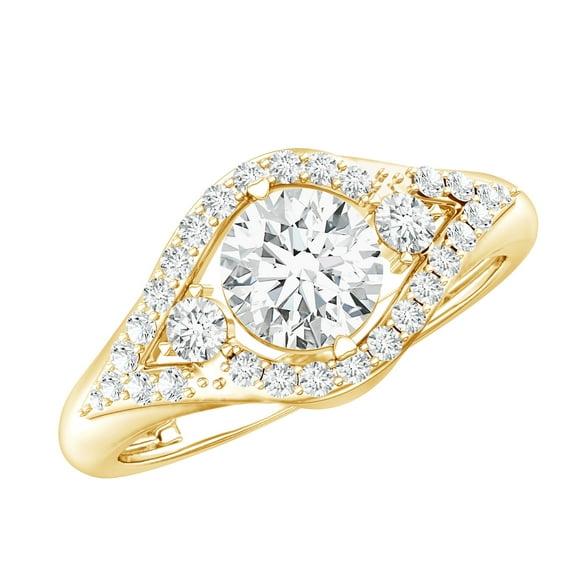 Rosec Jewels Lab Grown Diamond Engagement Ring - Womens Classic Ring (Authentically Certified), 18K Yellow Gold, US 12.50
