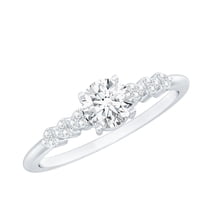 Rosec Jewels Lab Grown Diamond Engagement Ring with Side Stones - 5 mm - Half Carat - EF-VS Grade, 925 Sterling Silver, US 4.00
