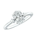 thumbnail image 1 of Rosec Jewels Lab Grown Diamond Engagement Ring with Side Stones - 6X8 mm Oval (1 Ct, EF-VS Quality), 925 Sterling Silver, US 4.00, 1 of 9