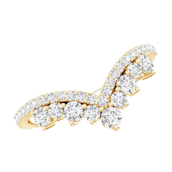 Rosec Jewels Lab Grown Diamond Enhancer for Engagement Ring (Ef-Vs Quality) - V Shape Ring - with Jewelry Box, 10K Yellow Gold, US 10.50