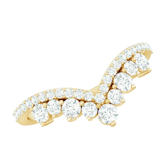 Rosec Jewels Lab Grown Diamond Enhancer for Engagement Ring (Ef-Vs Quality) - V Shape Ring - with Jewelry Box, 10K Yellow Gold, US 10.50
