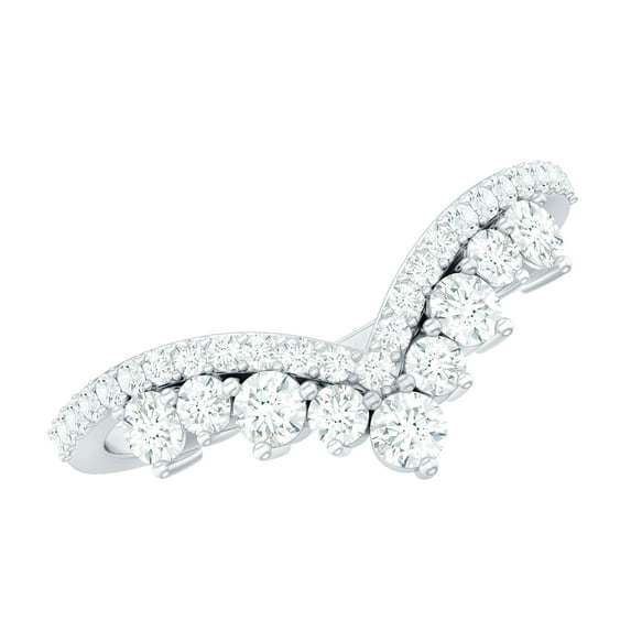 Rosec Jewels Lab Grown Diamond Enhancer for Engagement Ring (Ef-Vs Quality) - V Shape Ring - with Jewelry Box, 18K White Gold, US 7.00