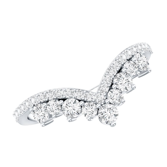 Rosec Jewels Lab Grown Diamond Enhancer for Engagement Ring (Ef-Vs Quality) - V Shape Ring - with Jewelry Box, 18K White Gold, US 7.00