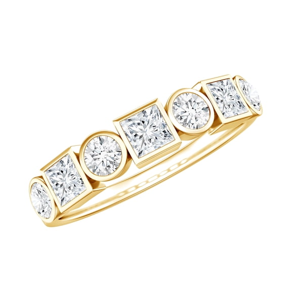 Rosec Jewels Lab Grown Diamond Eternity Band Ring (EF-VS Quality) - Bezel Diamond Ring for Valentines Day, 18K Yellow Gold, US 12.00
