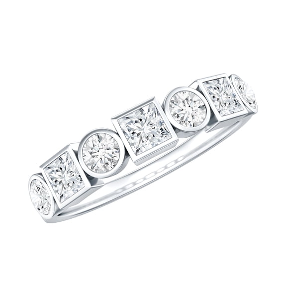 Rosec Jewels Lab Grown Diamond Eternity Band Ring (EF-VS Quality) - Bezel Diamond Ring for Valentines Day, 925 Sterling Silver, US 4.00