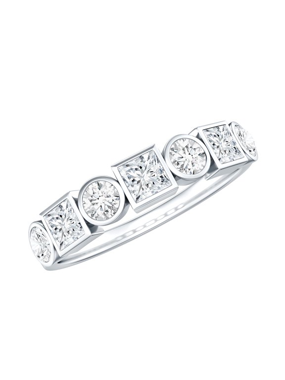 Lab Grown Diamond Eternity Band Ring (EF-VS Quality) - Bezel Diamond Ring for Valentines Day, 925 Sterling Silver, US 7.00