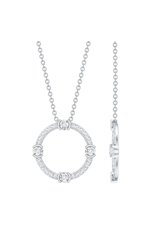 Lab Grown Diamond Eternity Circle Necklace for Women - EF-VS Quality Certified with Jewelry Box, 925 Sterling Silver