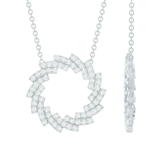 Rosec Jewels Lab Grown Diamond Eternity Necklace - Circle of Life Necklace for Women, with Chain (EF-VS Quality), 10K White Gold